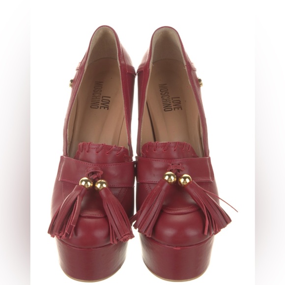Love Moschino Leather Tassel Accent Pumps Bloody Red Color US Size 10 Rare find - Picture 2 of 7